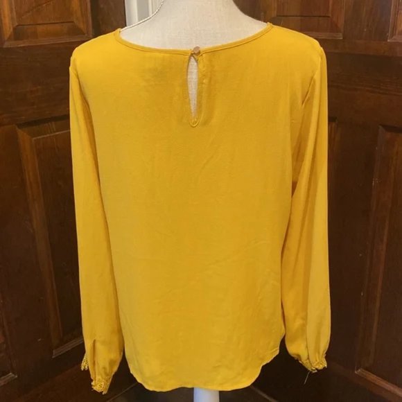 A New Day mustard yellow long sleeve blouse. - Picture 4 of 7